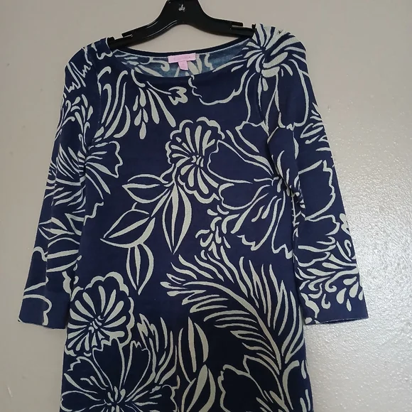 Lilly Pulitzer Sweater Dress XS Merino WoolKnit Floral Coastal Preppy‎ Cozy